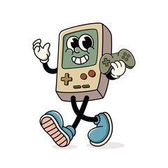 Vintage Rubber Style Mascot Design Classic Console Illustration