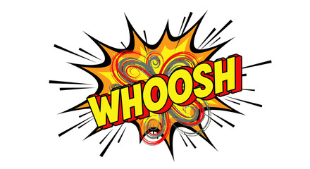 Comic book explosion effect with whoosh text