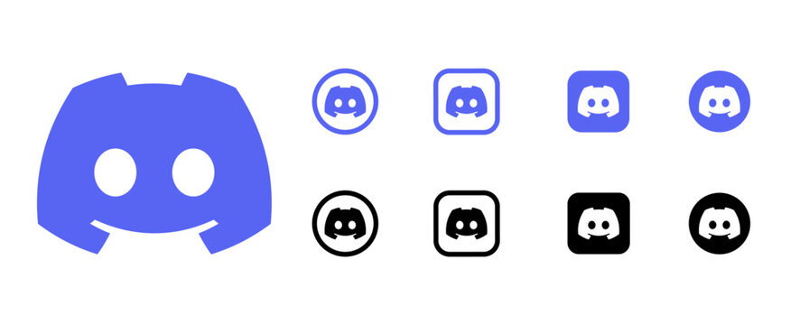 Discord logo icon vector set 2026. Square, Round, Circle, outline styles