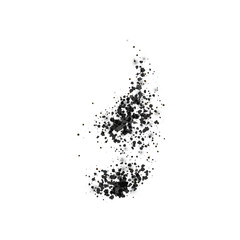 Dust powder splash effect overlay texture, vector realistic charcoal particles splash, ground black dot grainy stain