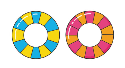 Obraz premium Two colorful inflatable swim rings isolated on a white background