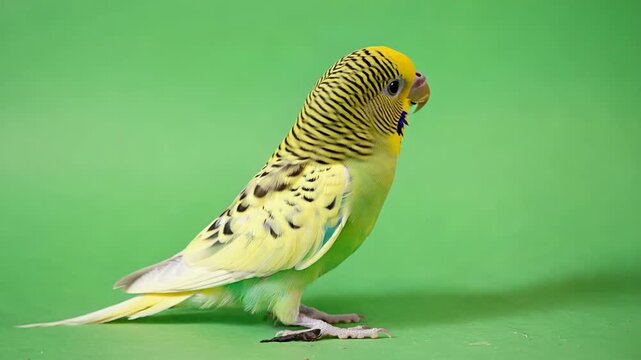 Budgerigar Parakeet on Green Screen Background Stock Video Footage