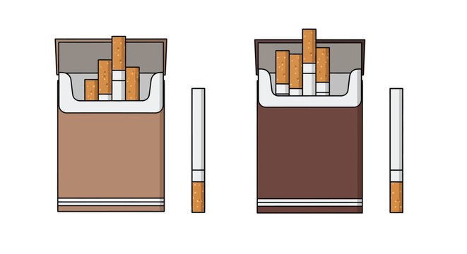 Two open cigarette packs with cigarettes and single cigarettes beside them