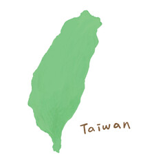 Cute hand-drawn colored pencil illustration of Taiwan map and Asian travel.