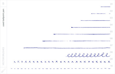 Vector Brushes. Used Ballpoint Pen.