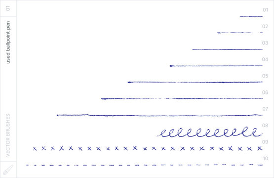 Vector Brushes. Used Ballpoint Pen.