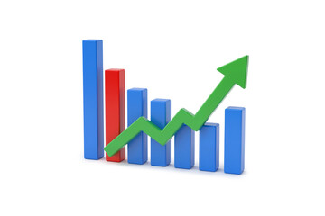 Financial Growth Bar Chart with Green Arrow