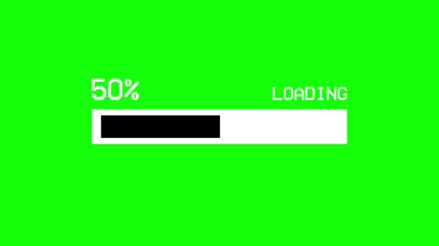 Retro Style Loading Bar Percentage Green Screen 4K
