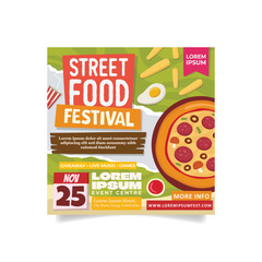 Street Food Festival With Illustration and Elements
