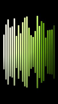 Sound wave graphic green white bars.