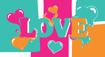 Fototapeta premium Love with heart shapes and vibrant colors, a symbol of affection and romance, celebrating love