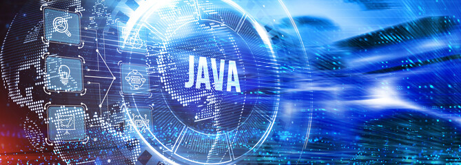 Software, web development, programming concept. Programming languages java and program. Software development. 3d illustration