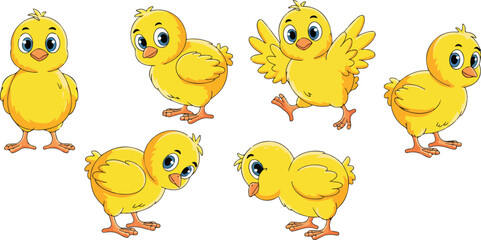 Cute Baby Chick Emotion Line Art Character Set  Happy, Shy, Sleepy & Funny Bird Faces © Creative Stoker