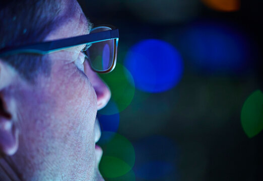Close-up of man working in data center