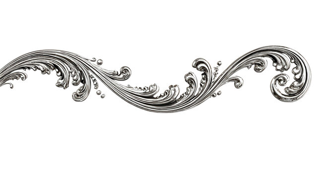 Silver decorative line accent background isolated on a Transparent background, PNG file.