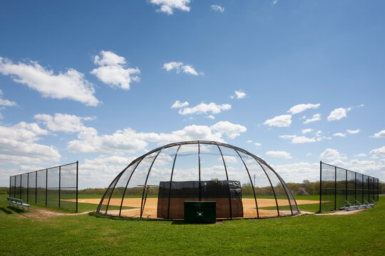 USA, New Jersey, Chester, Empty youth baseball field on sunny day