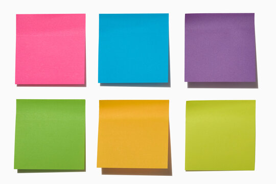 Colorful post it notes on white background