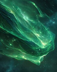 Abstract Glowing Green Space Nebula