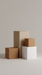 Fototapeta premium Cardboard boxes stacked together, representing moving, packing, and organization for relocation.