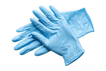 Pair of blue medical gloves isolated on transparent background