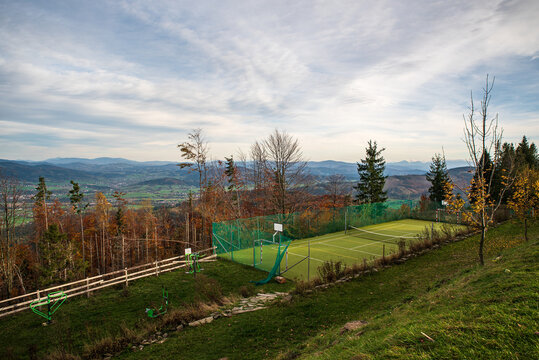 View from Kozubova hut in Moravskoslezske Beskydy mountains in Czech republic