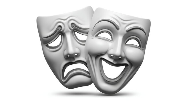Set of opera mask isolated on a transparent or white background