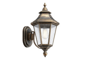 Vintage outdoor wall lantern isolated on transparent background