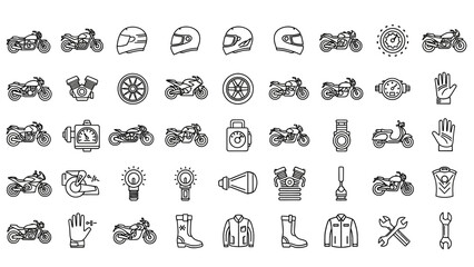 Obraz premium Collection of Various Motorbike Icons and Symbols.