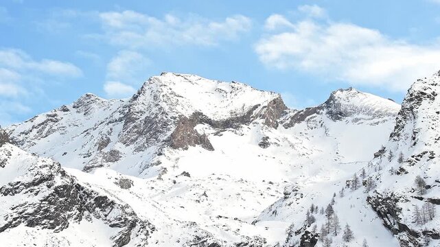 Moving clouds above Vaudaletta valley, in the Gran Paradiso national park