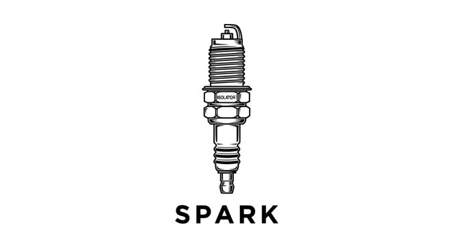 Spark Plug Line Art Illustration for Automotive and Industrial Use.