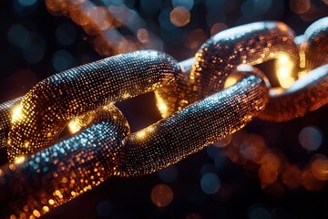 Block chain. Crypto currency. Blockchain concept. Chain with digital code. Ai Generative