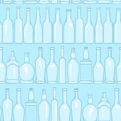 Vector Seamless Pattern of Cartoon Bottles