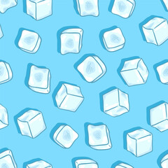 Vector Seamless Pattern of Ice Cubes
