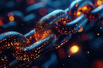 Block chain. Crypto currency. Blockchain concept. Chain with digital code. Ai Generative