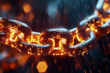 Block chain. Crypto currency. Blockchain concept. Chain with digital code. Ai Generative