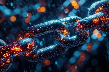 Block chain. Crypto currency. Blockchain concept. Chain with digital code. Ai Generative