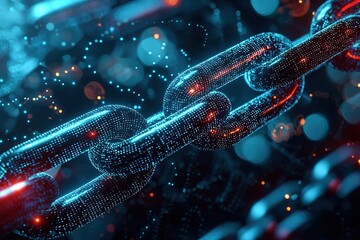 Block chain. Crypto currency. Blockchain concept. Chain with digital code. Ai Generative