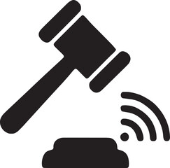 Internet Court and Remote Legal Ruling Vector Icon