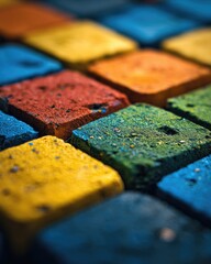 Colorful Mosaic Pavement Tiles Close-up