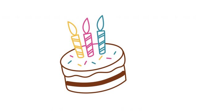 Birthday Cake Icon, a birthday cake in an outline, birthday cake with candles