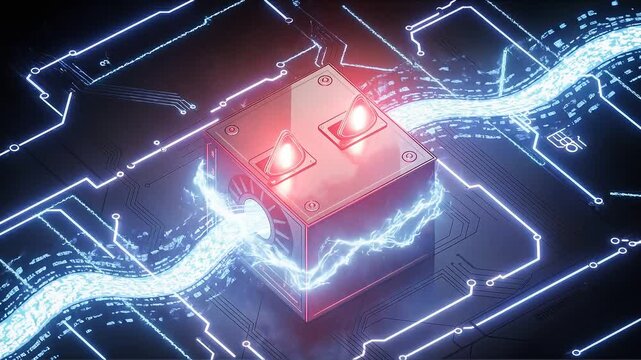 Digital Core: Abstract depiction of a high-tech digital core, glowing with energy. An ode to innovation and technological advancement.
