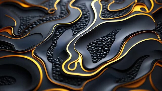 Shapes and patterns emerge on a textured surface with dark colors and bright highlights. The focus is on the movement and transformation of colors and forms.