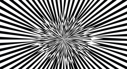 Obraz premium Black and white sunburst pattern with jagged lines