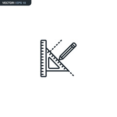 Drafting Tools Triangle Ruler and Pencil Icon