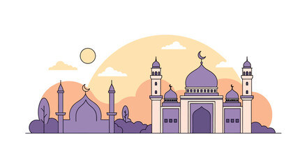 Beautiful Silhouette of a Historic Cityscape with Elegant Architecture at Sunset