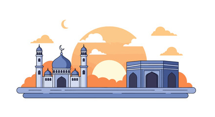 Beautiful Cityscape with Iconic Architectural Landmarks at Sunset