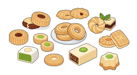Assorted Delicious Cookies and Pastries on a White Surface