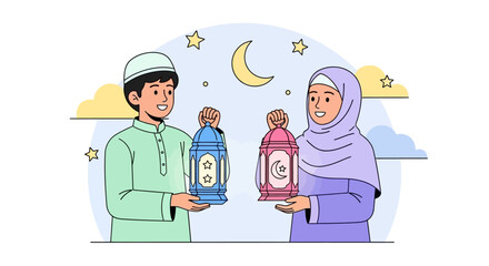 Family Sharing Bedtime Stories with Toys Under a Night Sky