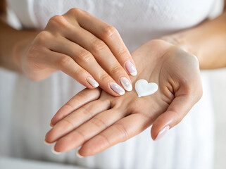 hands are smeared with cream