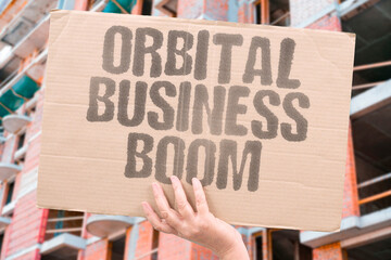 "Orbital Business Boom" Space commerce expands rapidly today. ORBITAL. BUSINESS. SPACE. COMMERCE. EXPANDS. © AndriiKoval